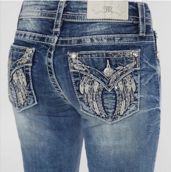 Miss Me Mid Rise Easy Crop Denim Bling Embellished Jeans Size 27 - Picture 2 of 15